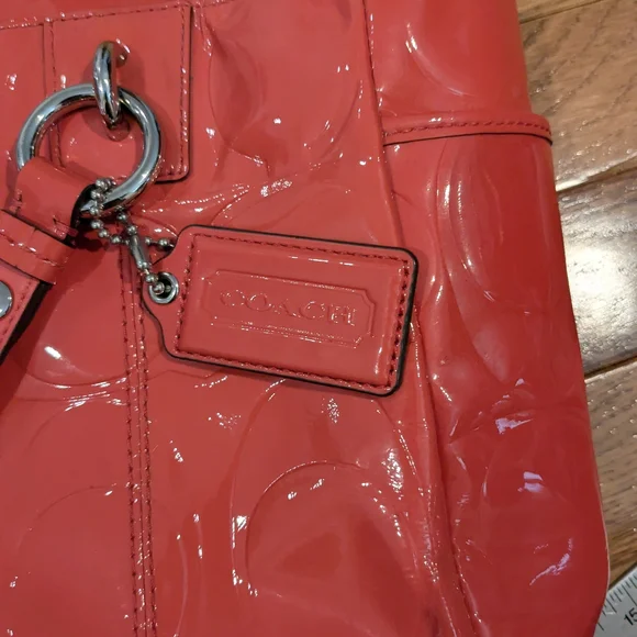 Coach Coral Patent Leather Tote Bag - Picture 7 of 14